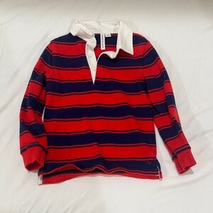 Janie and Jack Red and Navy Striped Polo